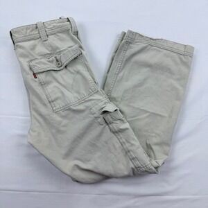 Levis Vintage 2003 Baggy Cargo Pants Khaki Cotton Workwear 33x32 Beige